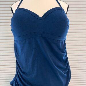 Athleta Blue One Piece Swimsuit with Sweetheart Neckline and Ruching